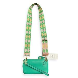 Stylish Green Crossbody Bag with Argyle Strap